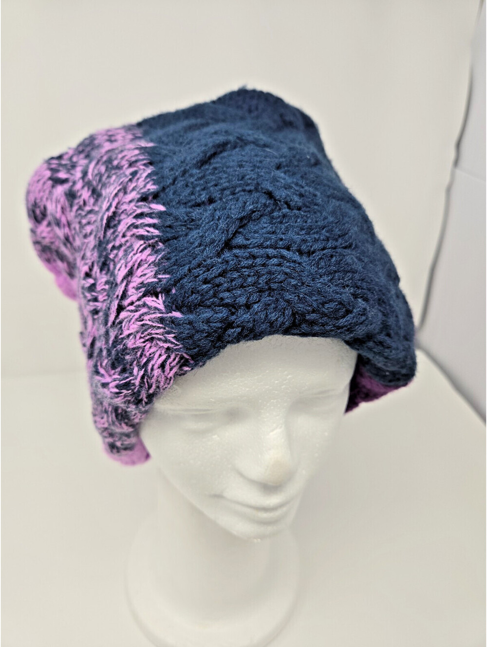 Wonder Nation Girls Snood Neck Scarf Fleece Lined Violet Bloom Stripe 23" X 7.5"